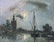 Johan Barthold Jongkind Overschie in the Moonlight Sweden oil painting artist